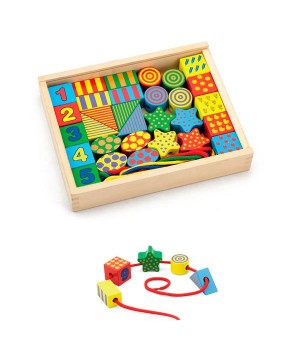 Дерев'яна шнурівка Viga Toys Веселі фігурки (58505)