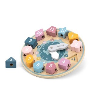 Дерев'яний сортер-шнурівка Viga Toys PolarB Годинник (44053)