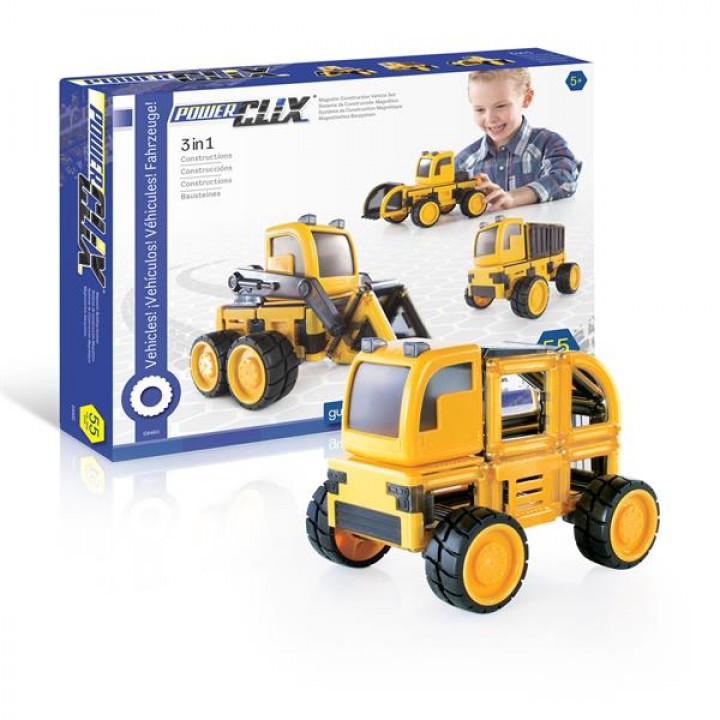 Магнітний конструктор Guidecraft PowerClix Будівельна техніка, 55 деталей (G9460)