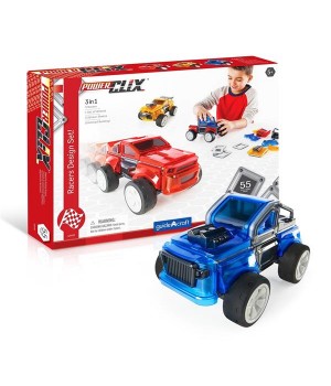 Магнітний конструктор Guidecraft PowerClix Гоночні машини, 55 деталей (G9462)