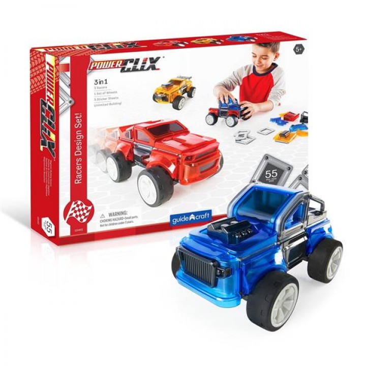 Магнітний конструктор Guidecraft PowerClix Гоночні машини, 55 деталей (G9462)